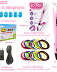 3D Pen Starterspakket - 100M Filament - 10 Kleuren - Roze