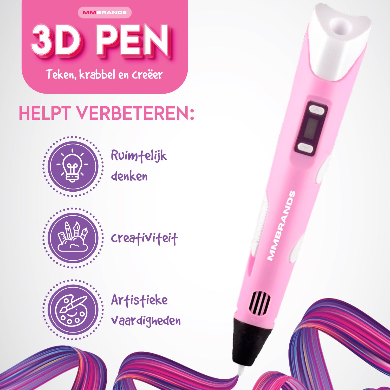 3D Pen Starterspakket - 100M Filament - 10 Kleuren - Roze