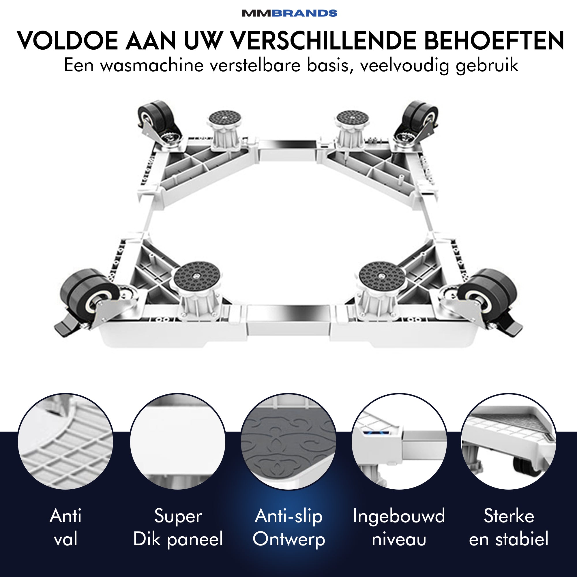 Waschmaschinen Untergestell auf Rädern – schwarze Pads